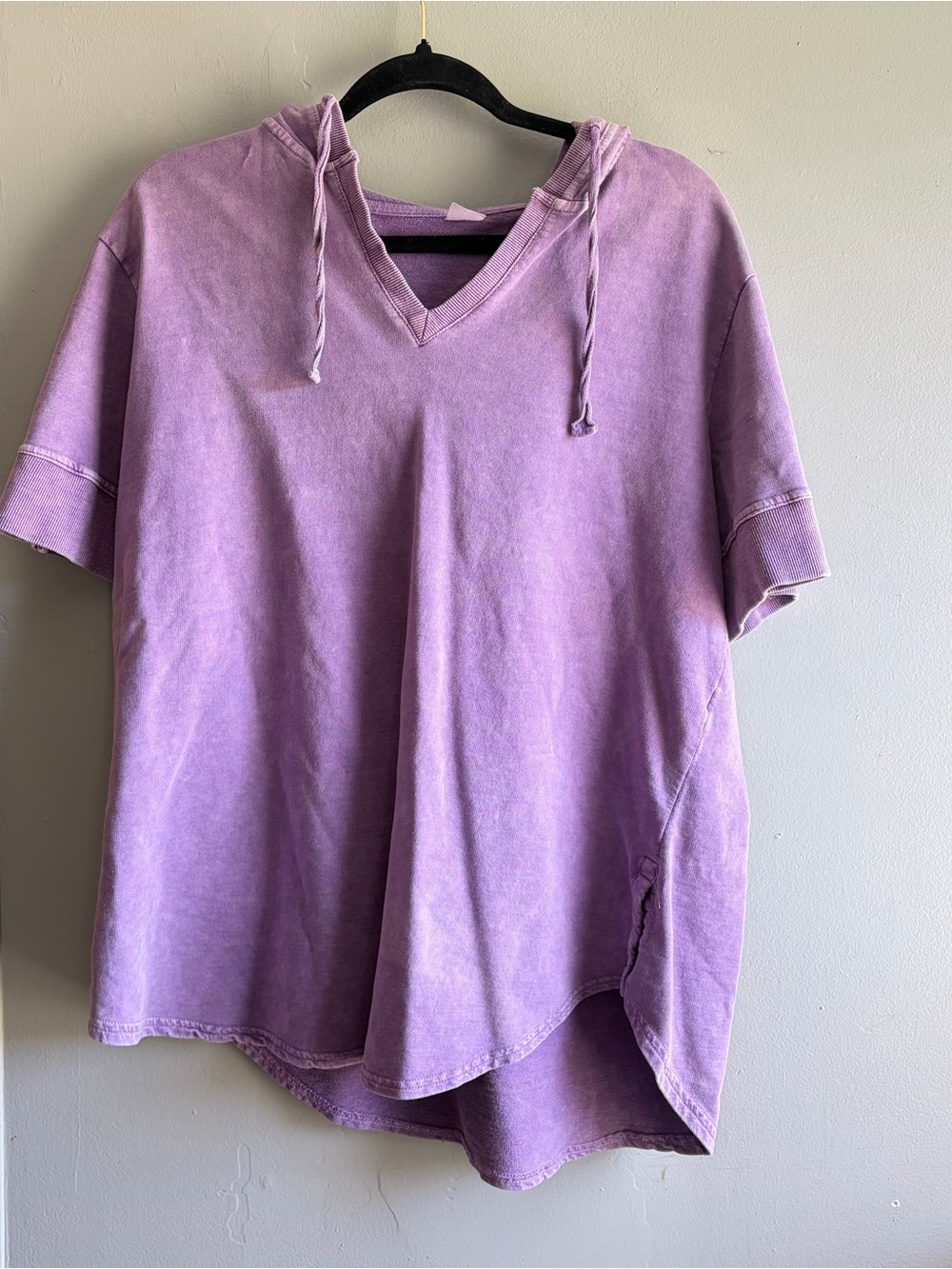 Sew In Love Purple Short Sleeve Hoodie Tunic Top Faded - 1X